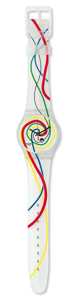 Swatch Jelly in Jelly Club Special Global Thinking SUJZ400STD Armbanduhr mit buntem Gehäuse, buntem Zifferblatt und buntem Armband