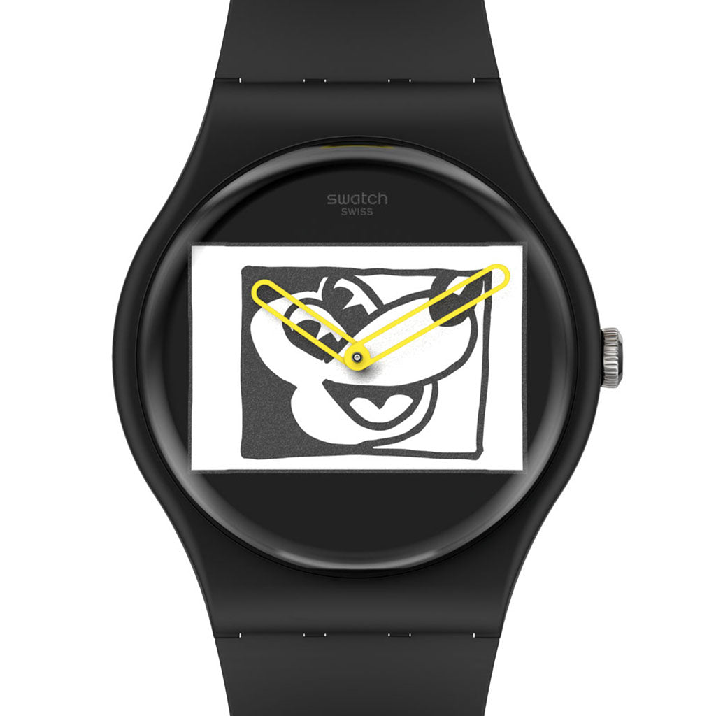 Swatch New Gent Special Mickey Blanc Sur Noir SUOZ337