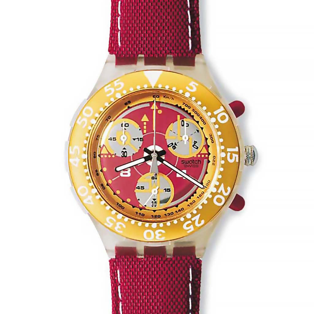 Swatch Midi Aqua Chrono Red Sun SEK105