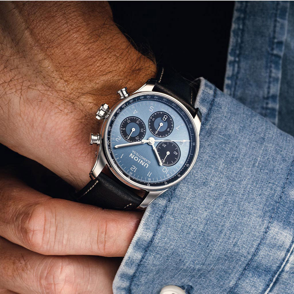 Belisar Chronograph 40 mm Leather Blue