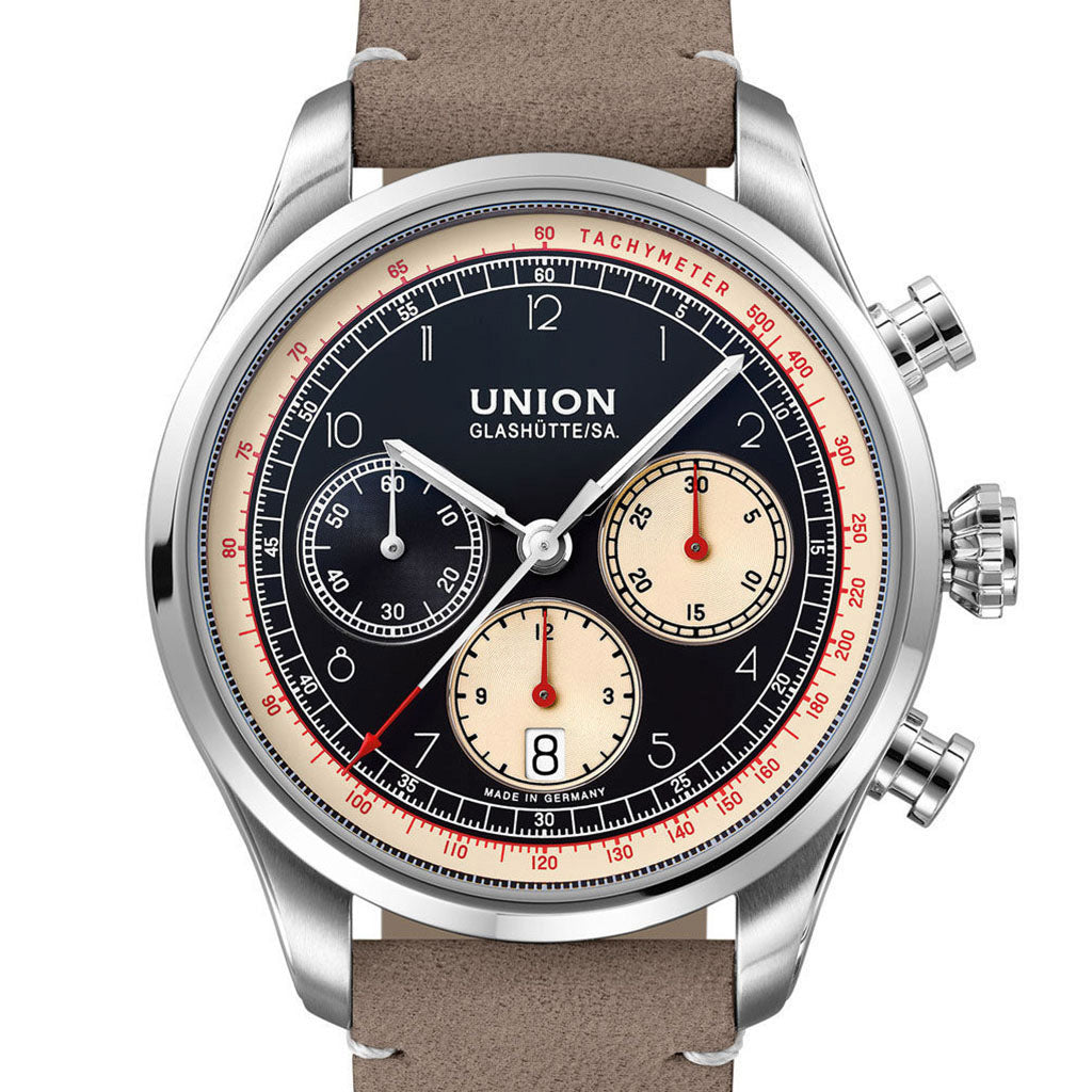 Union Glashütte/Sa. Belisar Chronograph Black Leather Grey D009.427.16.052.00