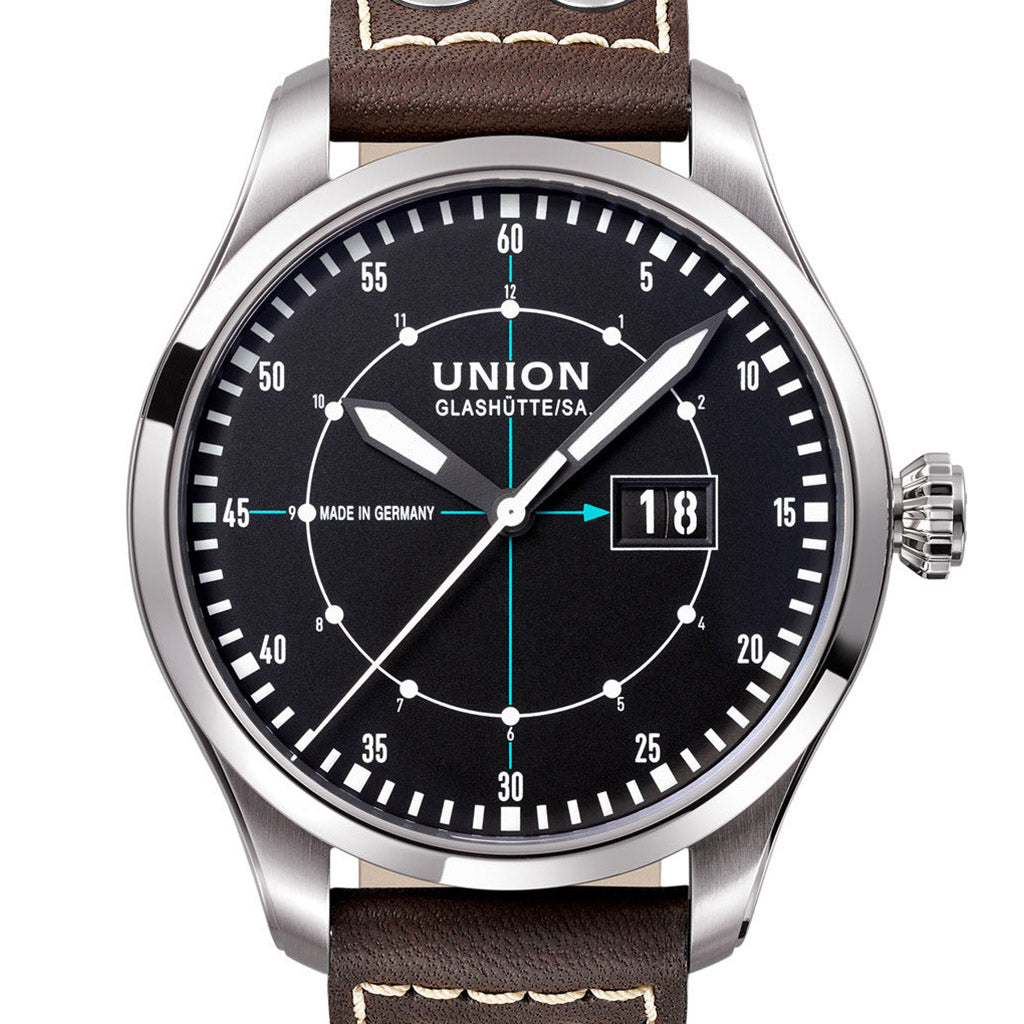 Belisar Pilot Großdatum Black Leather Brown