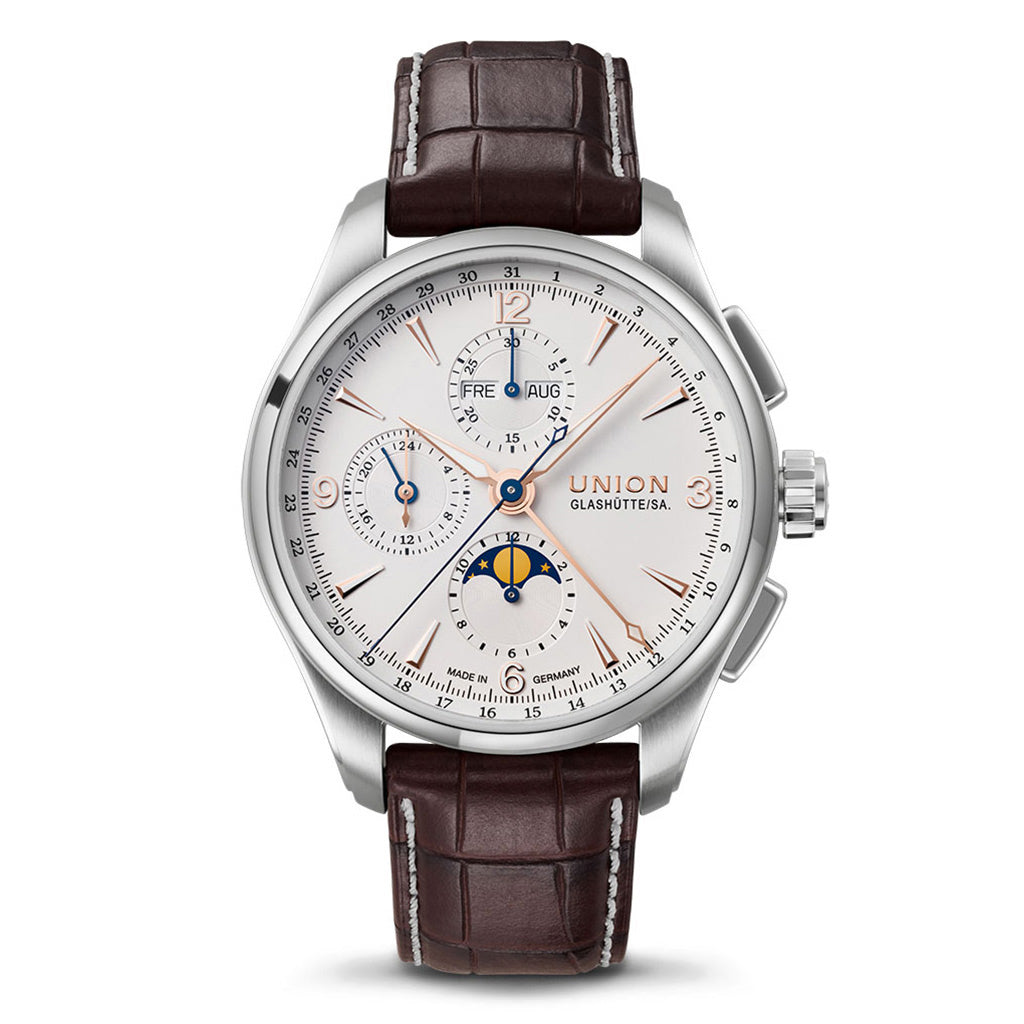 Belisar Chronograph Mondphase White Leather Brown