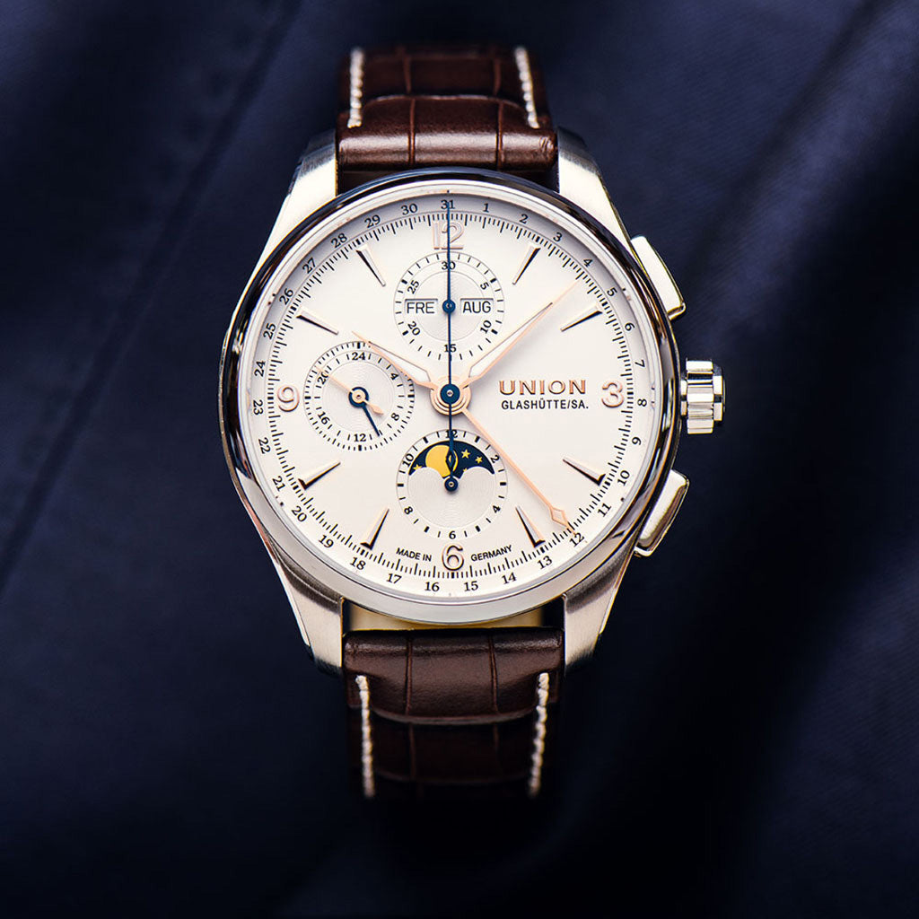 Belisar Chronograph Mondphase White Leather Brown