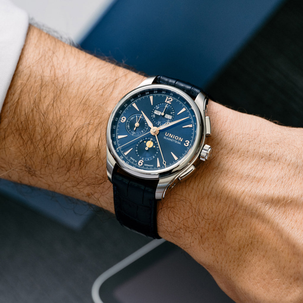 Belisar Chronograph Mondphase Blue Leather