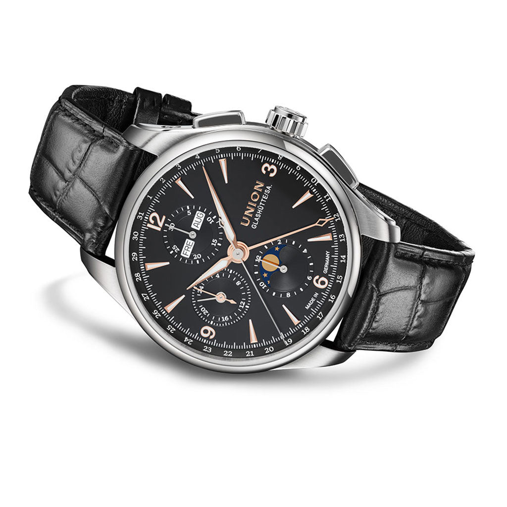 Belisar Chronograph Mondphase Black Leather Black