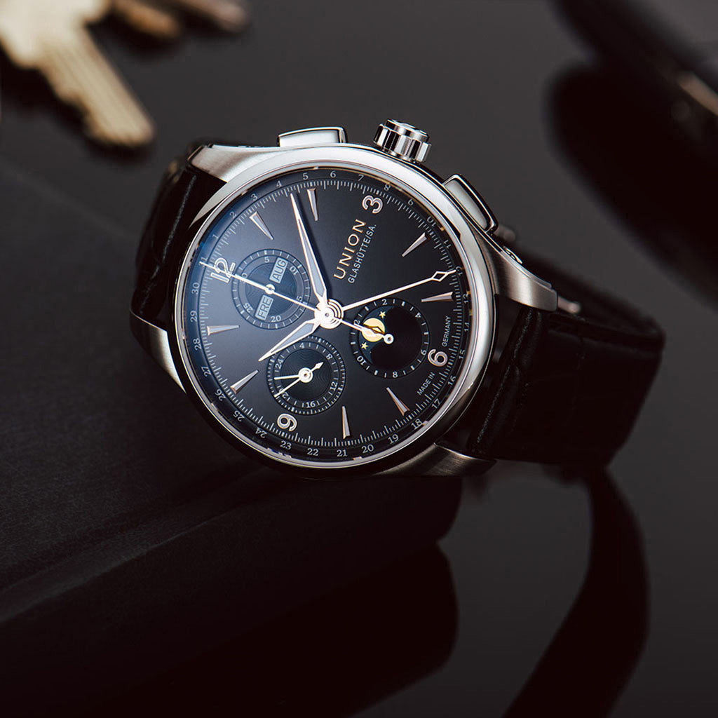 Belisar Chronograph Mondphase Black Leather Black