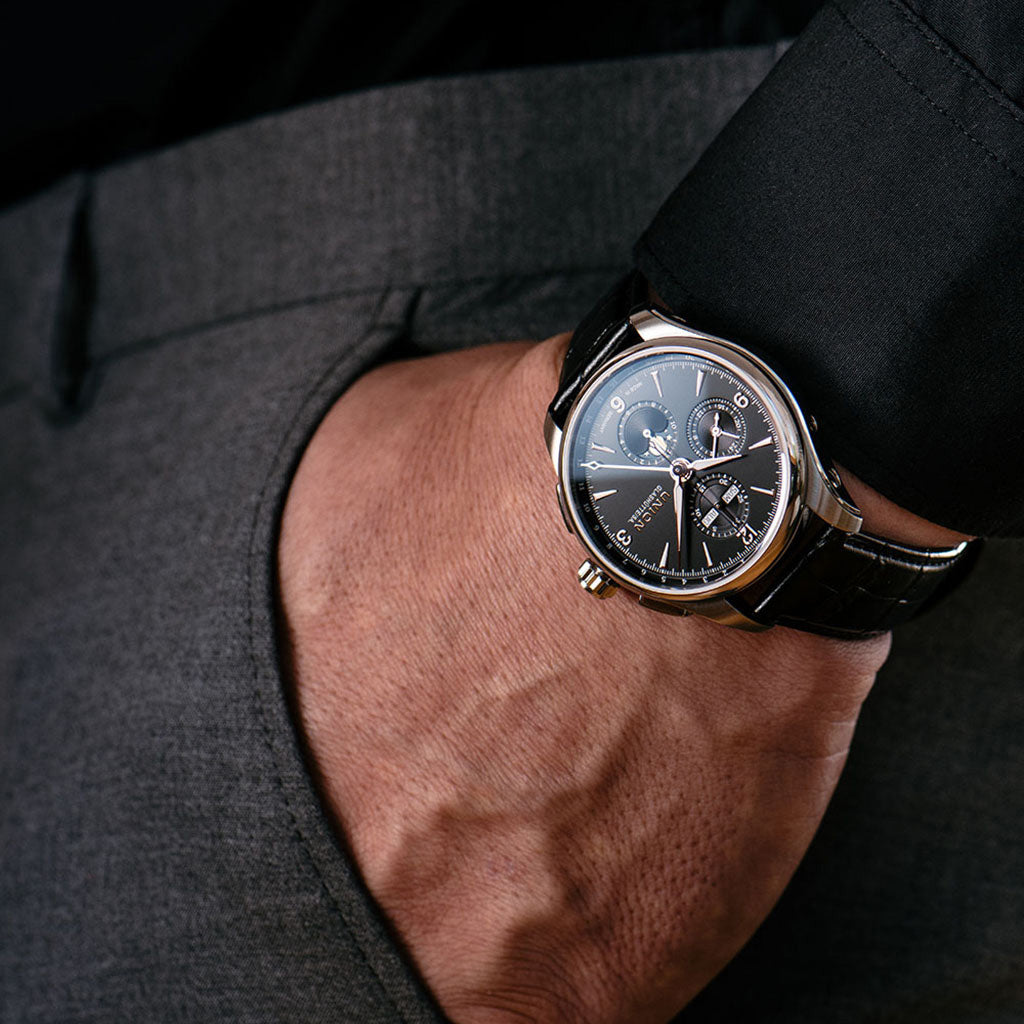 Belisar Chronograph Mondphase Black Leather Black