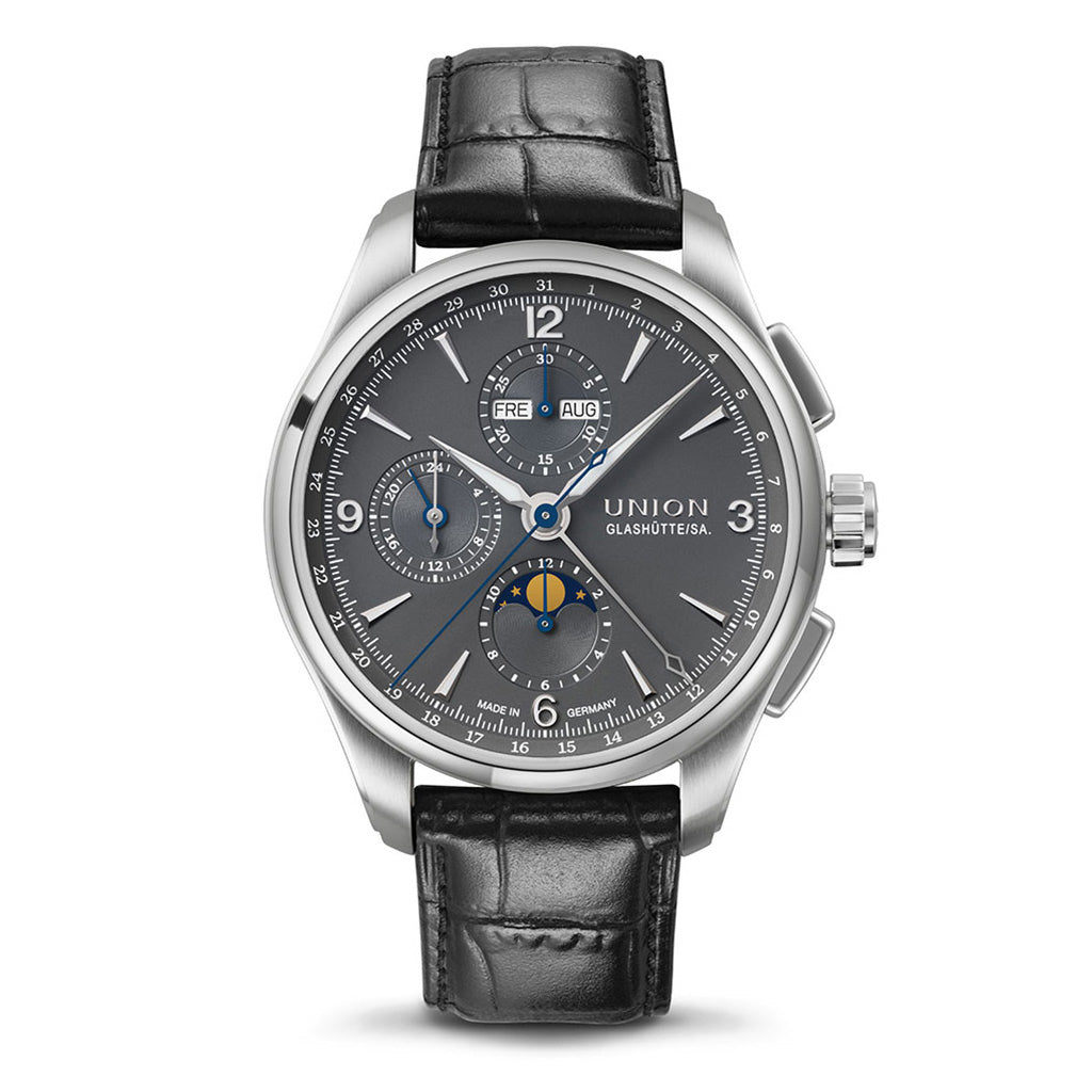 Belisar Chronograph Mondphase Grey Leather Black