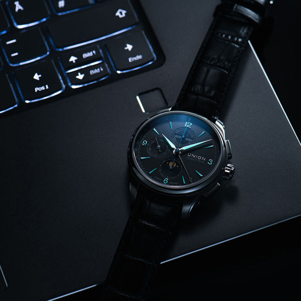 Belisar Chronograph Mondphase Grey Leather Black