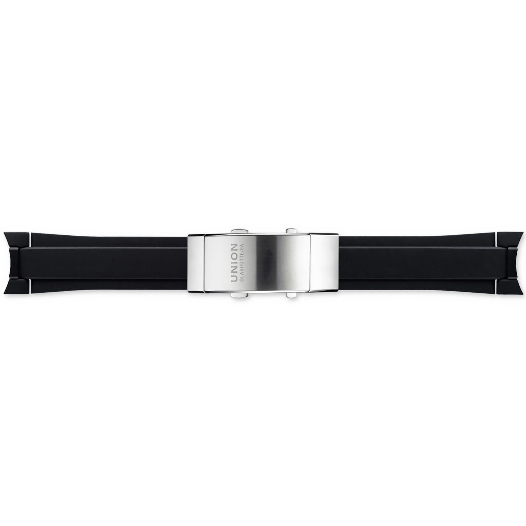 Kautschukband Schwarz 22 mm mit Taucherschließe Union Glashütte (Ersatzband)