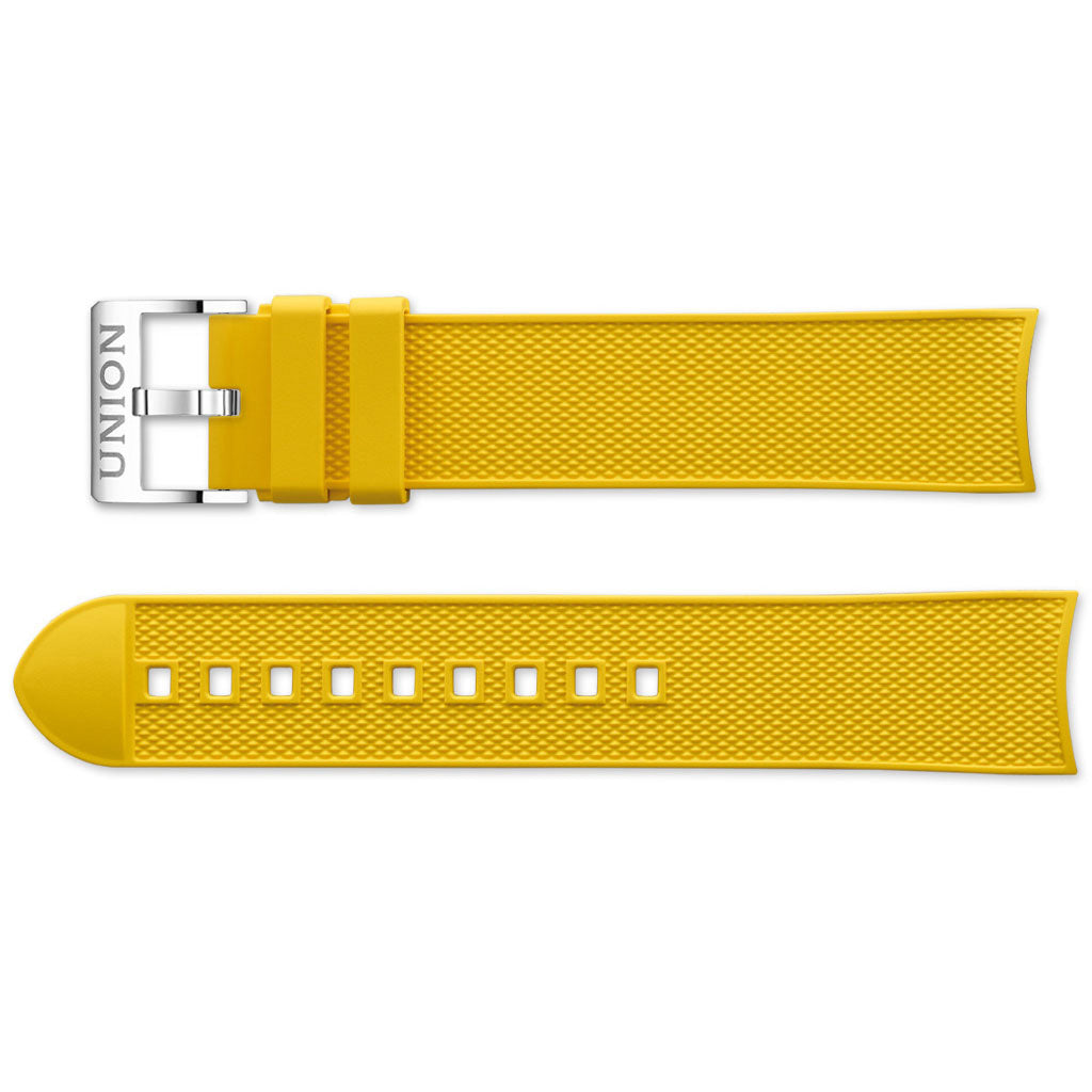 Kautschukband mit Struktur in Gelb mit Schließe Union Glashütte D610004238-S