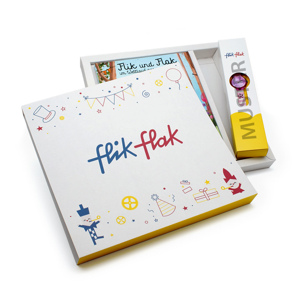Embalaje de regalo de Flik Flak con el libro Flik & Flak al rescate FGP003-ES