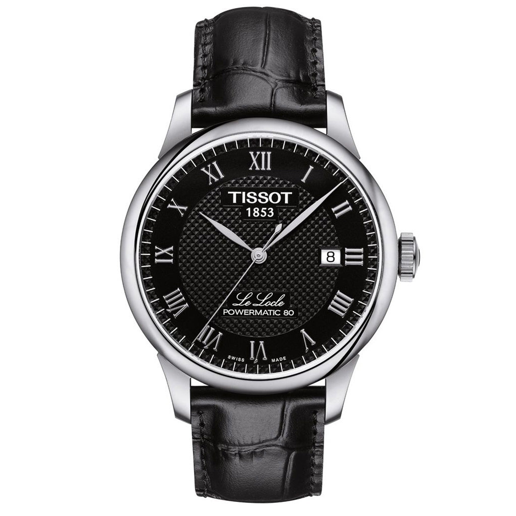 Le Locle 39MM Powermatic 80 Black Leather Black