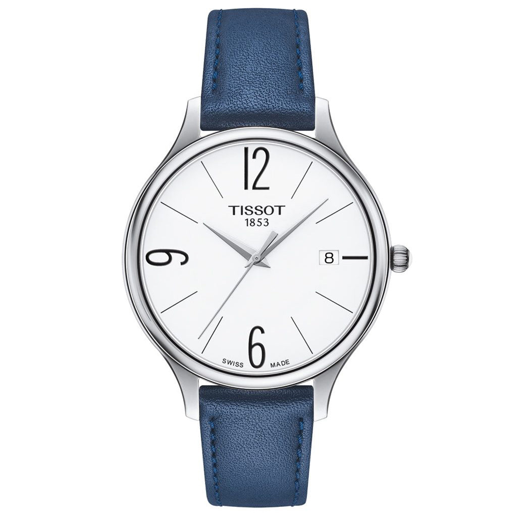 Bella Ora Round 38MM White Leather Blue/Rose