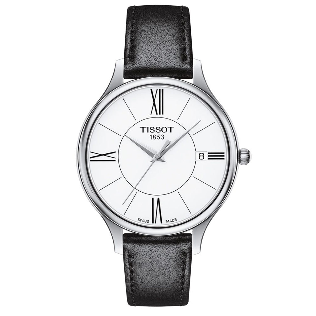 Bella Ora Round 38MM White Leather Black/Red