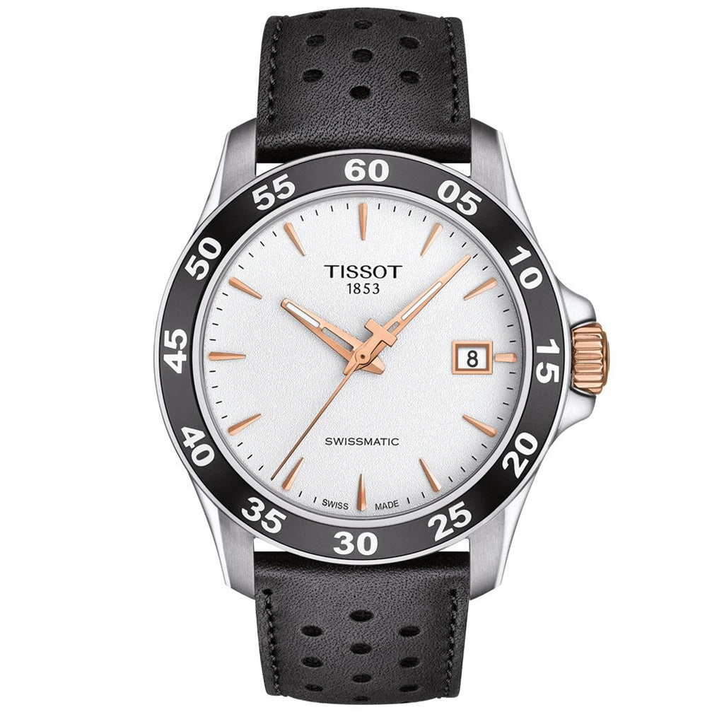 V8 Swissmatic Silver Leather Black