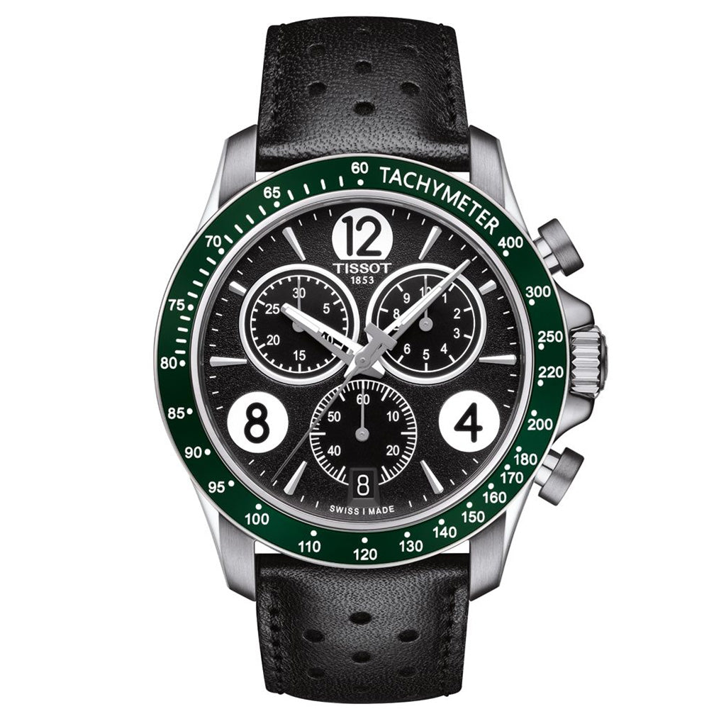 V8 Quarz Chrono Black Leather