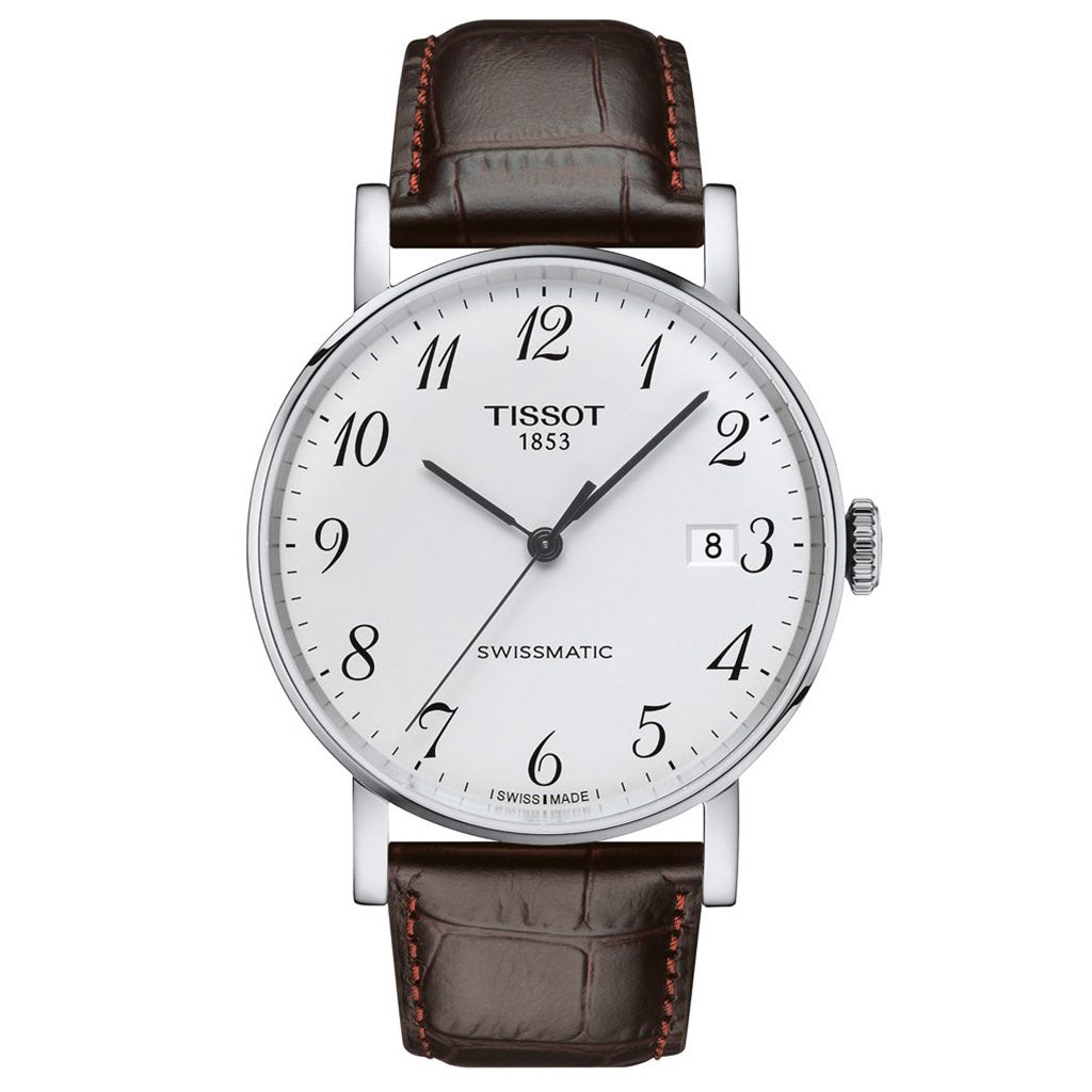 Everytime Gent 40MM Swissmatic Silver Leather Brown