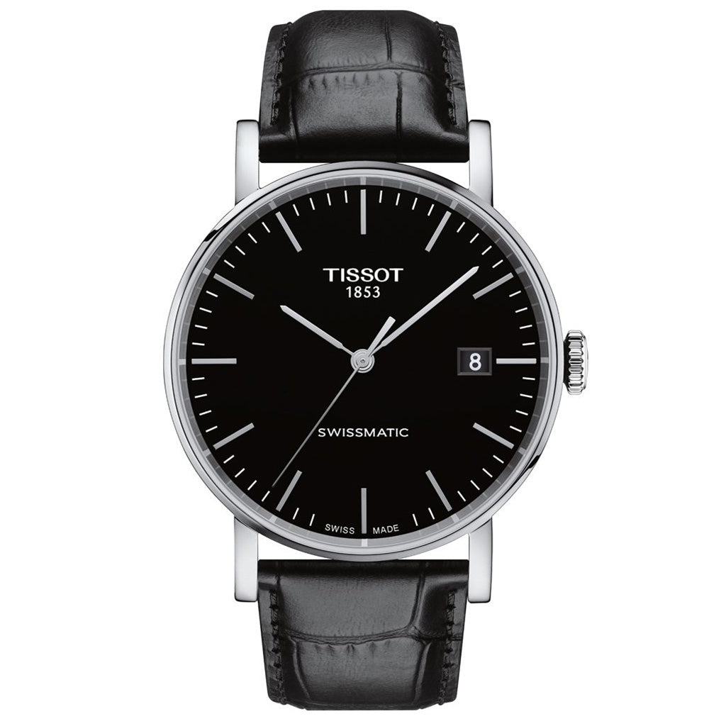 Everytime Gent 40MM Swissmatic Black Leather Black