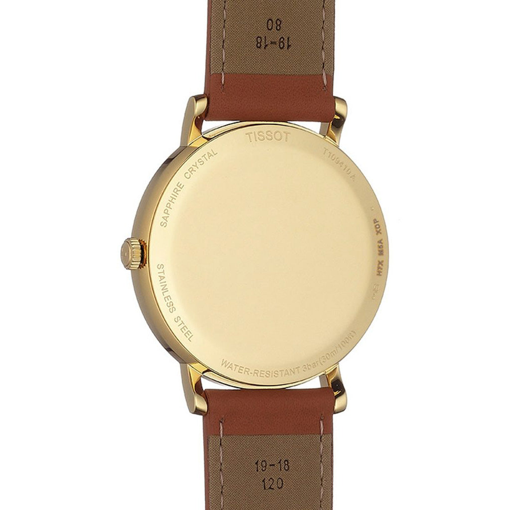 Everytime Medium 38MM Gold Leather Brown