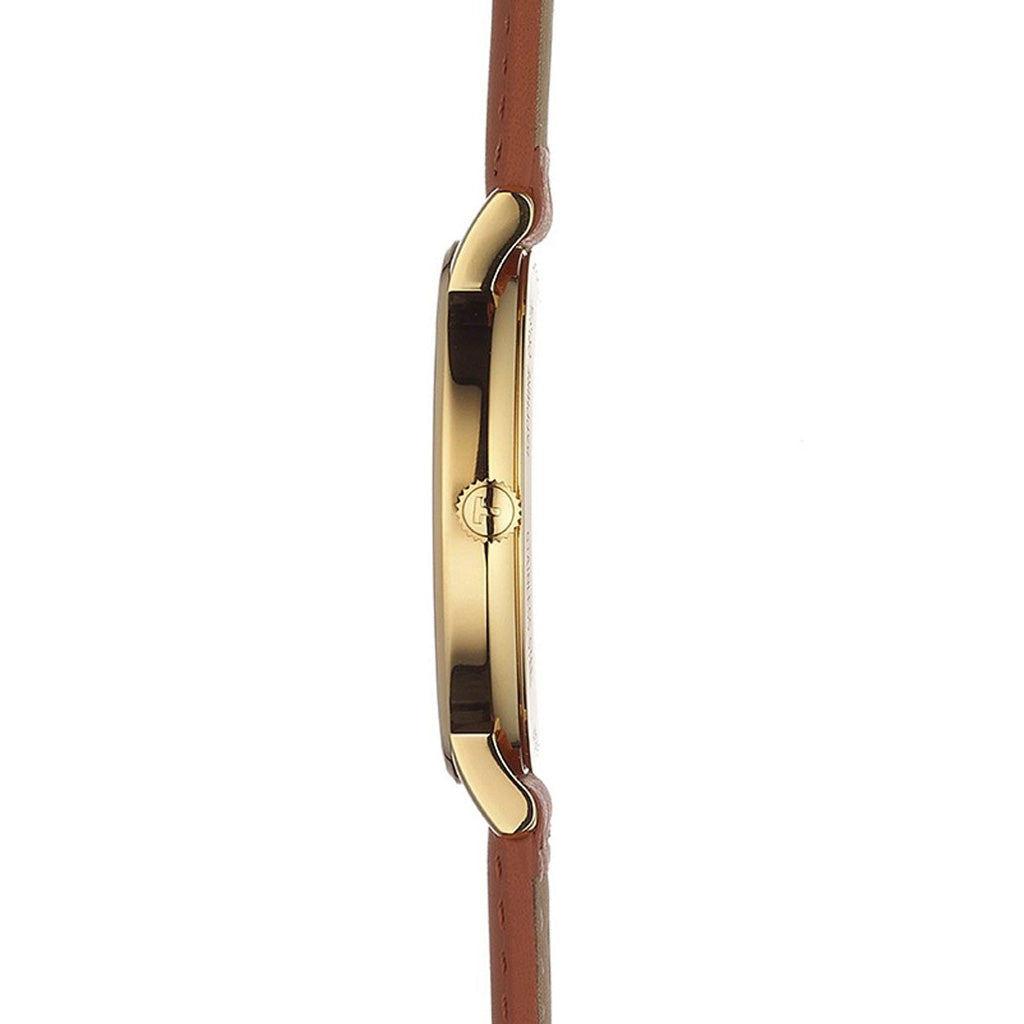 Everytime Medium 38MM Gold Leather Brown