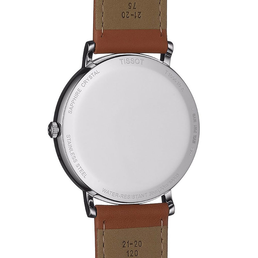 Everytime Large 42MM Silver Leather Brown