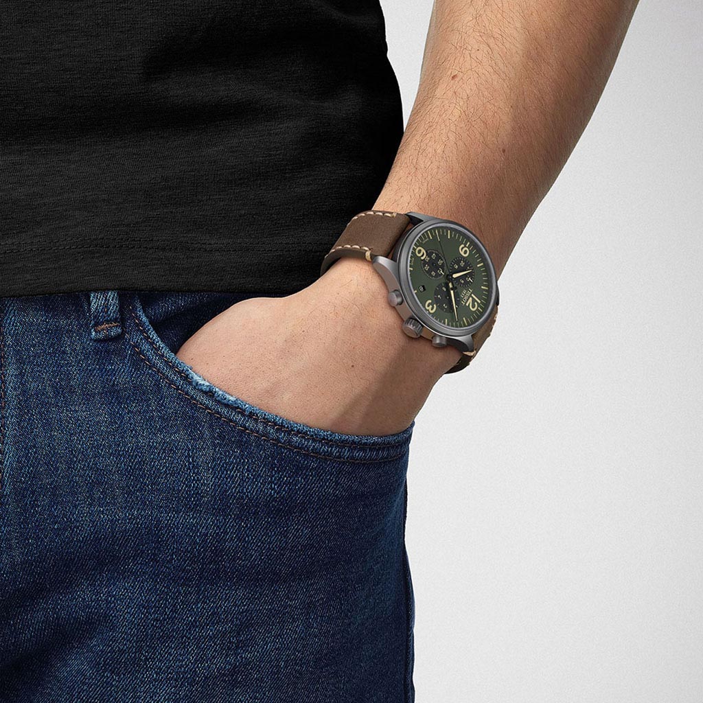 Chrono XL Classic 45MM Olive Leather Brown
