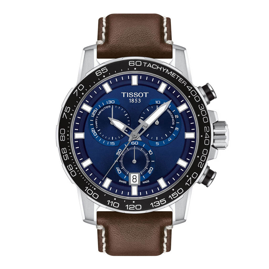 Supersport Chrono 45MM Blue Leather Brown