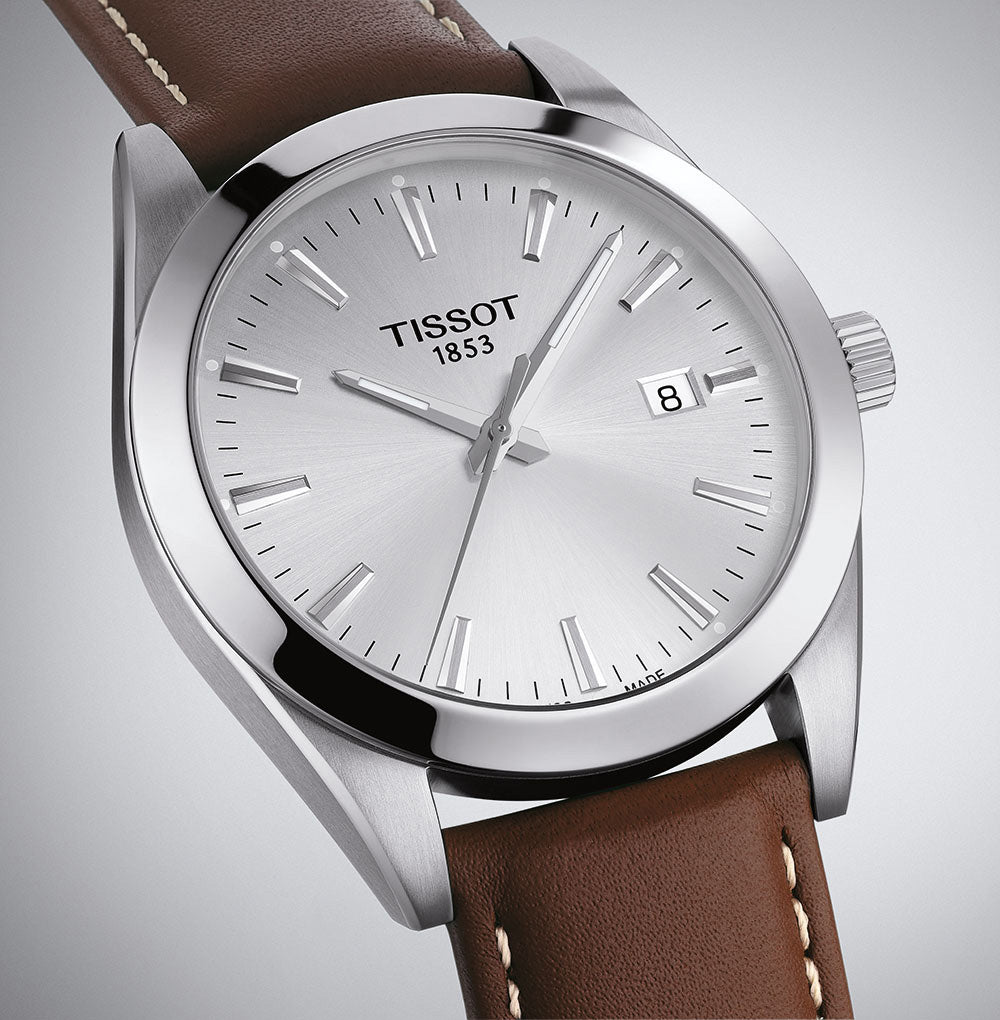 Gentleman 40MM Silver Leather Brown (Ausstellungsstück)