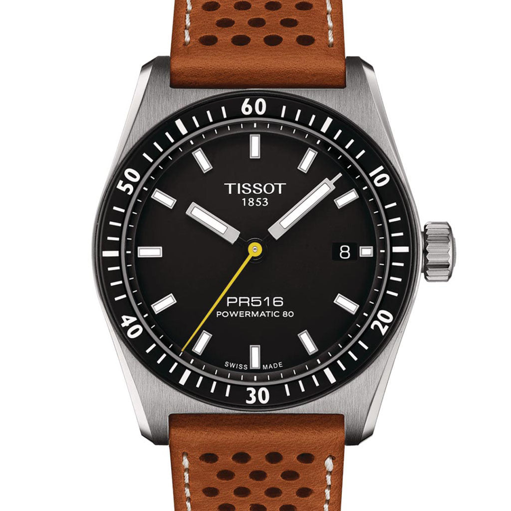 Tissot PR Powermatic 80 Steel Black - Leather T1494071605100
