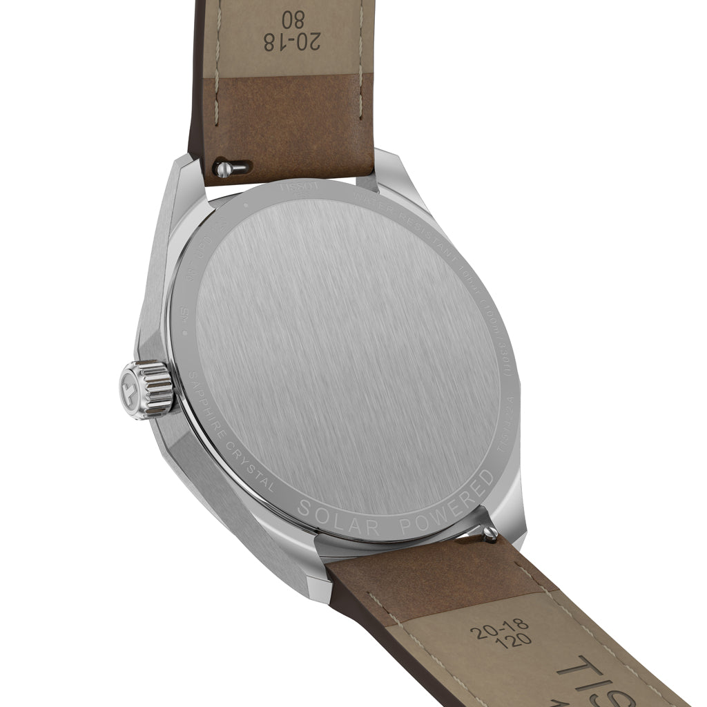 Tissot PRC 100 Solar 39MM Silver Leather Brown