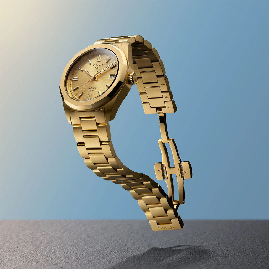 Tissot PRC 100 Solar 34MM Gold Metal Gold