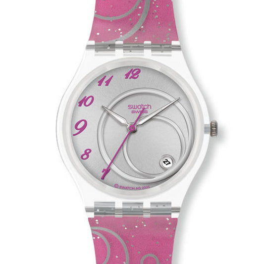 Swatch Gent Special SPECIAL WOMEN - Muttertagsspecial 2006 GZ410 Armbanduhr mit transparentem Kunststoffgehäuse und rosafarbenem Armband