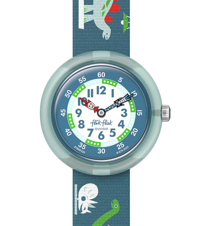 Flik Flak Kinderuhr Living History ZFBNP229 Kinderuhr mit blautürkisfarbenem Textil (recyceltes PET)armband