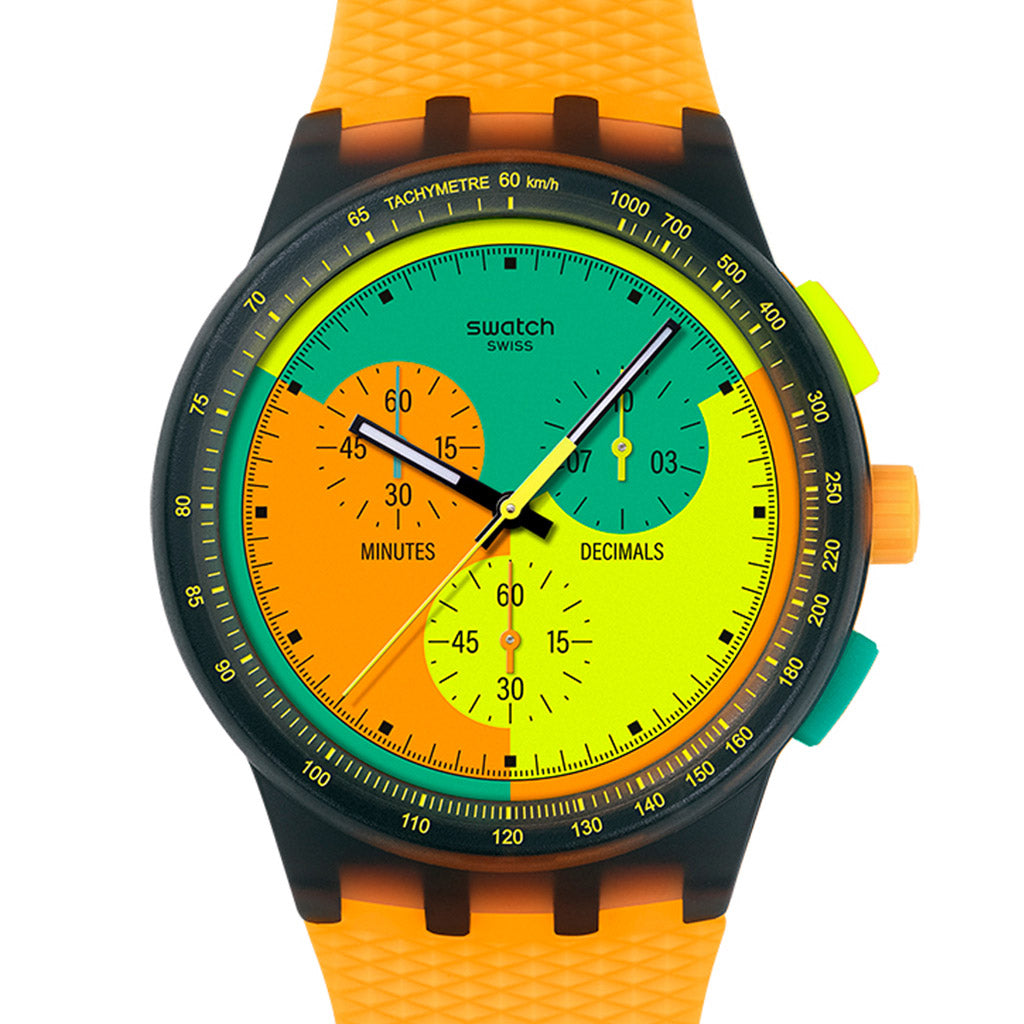 Swatch Chrono Plastic NEON SIGNAL FLAG PAY! SUSB108-6000