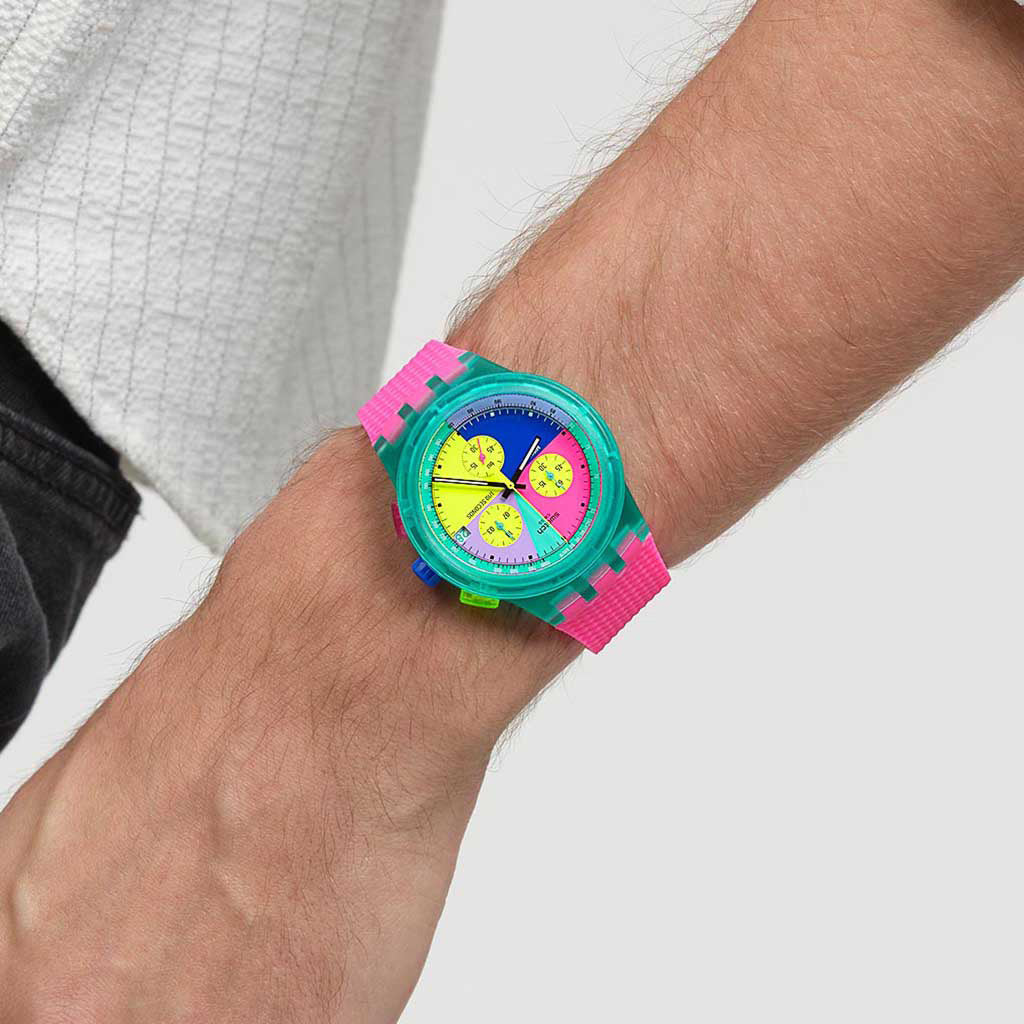 Swatch Chrono Plastic SWATCH NEON FLASH ARROW SUSG408 – Watchpapst