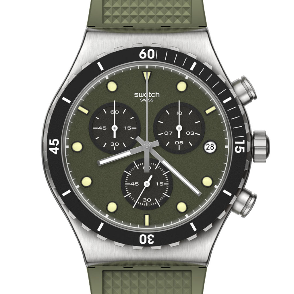 Swatch New Irony Chrono Back in Khaki YVS488