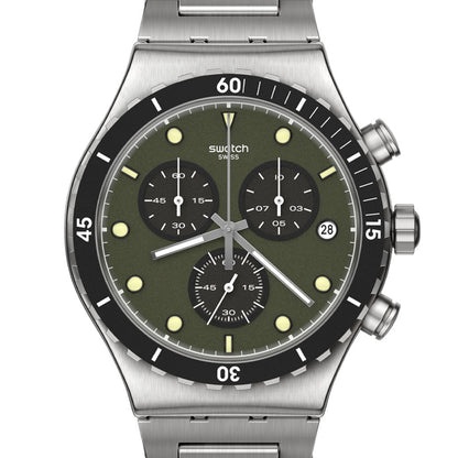 Swatch New Irony Chrono Back in Khaki Steel YVS488G
