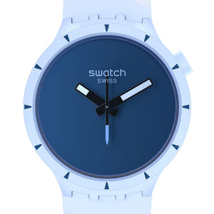 Swatch Big Bold Bioceramic Arctic SB03N102 Armbanduhr mit blauem Bioceramicgehäuse, blauem Zifferblatt und blauem Armband