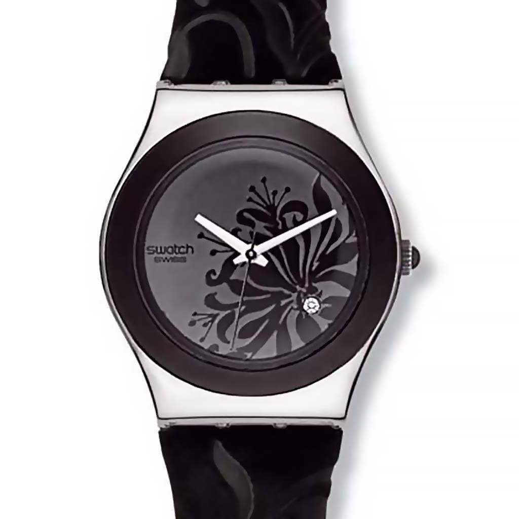 Swatch Irony Medium Black Flower YLS146