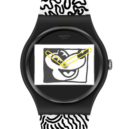 Swatch New Gent Special Electric Mickey Blanc Sur Noir SUOZ336C