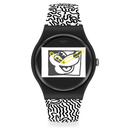 ECLECTIC MICKEY BLANC SUR NOIR by Keith Haring