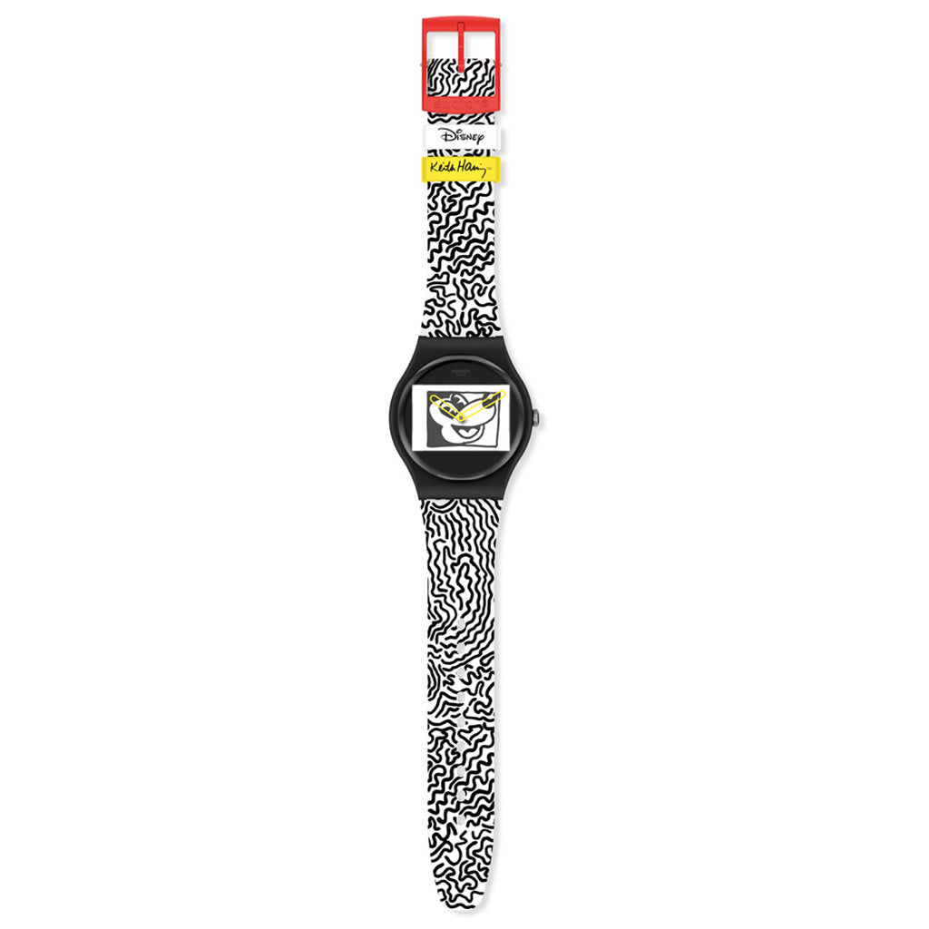 ECLECTIC MICKEY BLANC SUR NOIR by Keith Haring