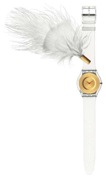 Swatch Skin X-Mas Special 2001 Plume De Fete White SFK136C Armbanduhr mit transparentem Gehäuse und transparentem Armband