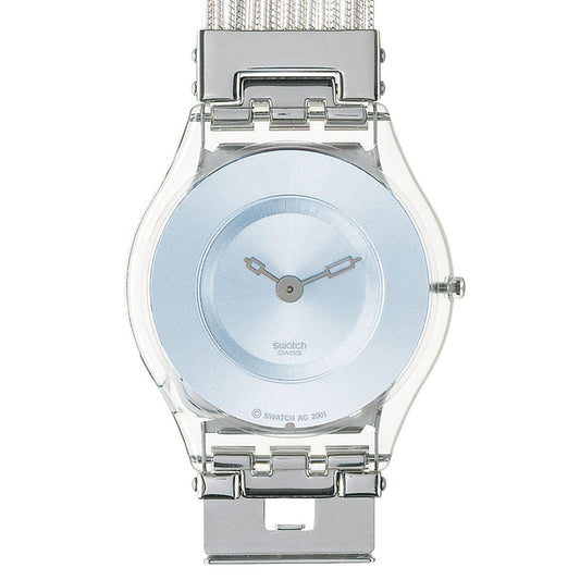 Swatch Skin Classic Silver Meshstream Blue SFK130A/B