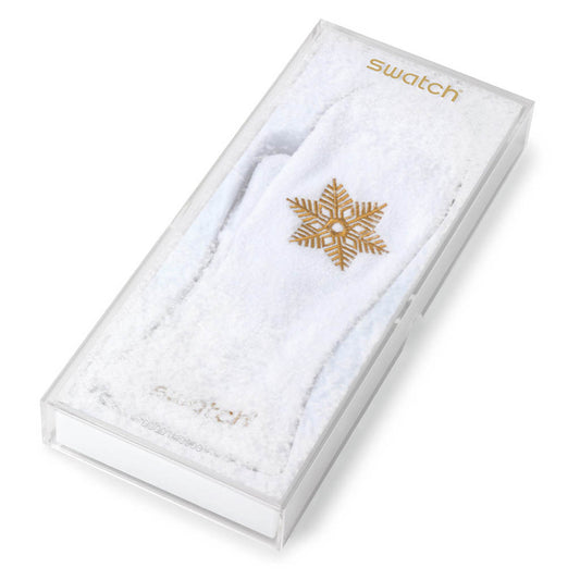 Swatch Nwe Gent Special SNOW YOUR TIME AWAY SUOZ159S Armbanduhr mit transparentem Gehäuse und goldtransparentem Armband