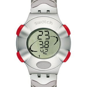 Swatch Irony .Beat Mini Transphere II YFS4007AG Chronograph mit silberfarbenem Aluminiumgehäuse und silberfarbenem Armband