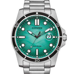 Citizen Sport Herrenuhr Eco-Drive Edelstahl Türkis AW1816-89L