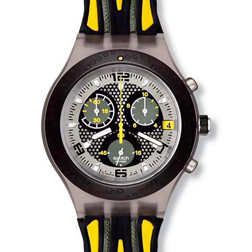 Swatch Irony Diaphane Chrono Yellow Second SVCM4004